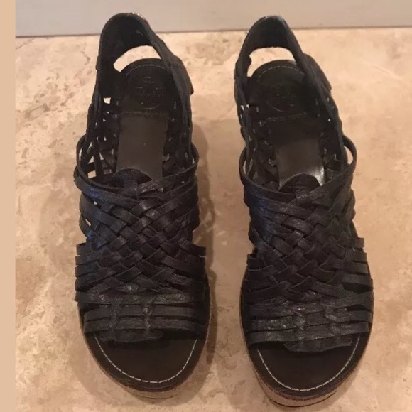 TORY BURCH Woven Leather Cork Huarache Sandals 9M - Picture 6 of 8